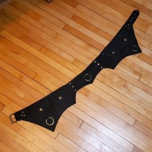 Black Suede Utility Belt, Waist Belt, Steam Punk, Festival, Burning Man, Fanny